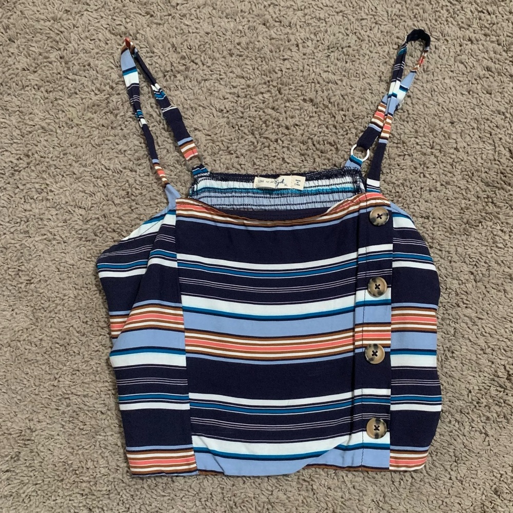 Lived to be Spoiled Cropped Sleeveless Blouse Striped XL
